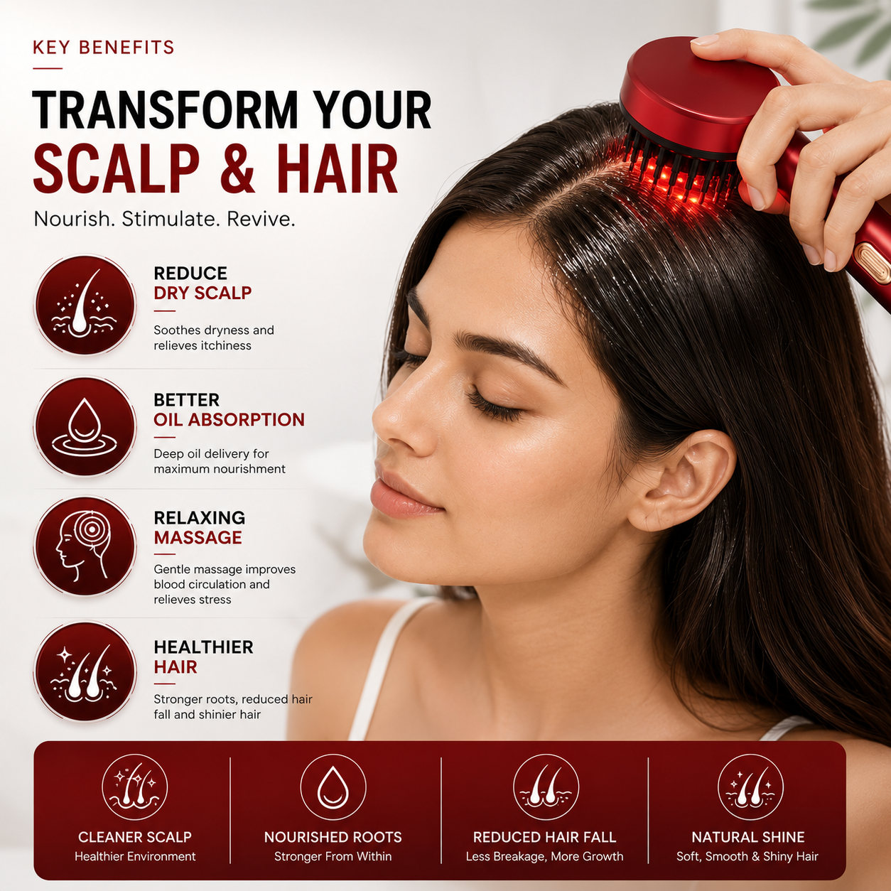 3 In 1 Electric Scalp Massager | IPX7 Waterproof | Headache Relief & Hair Growth