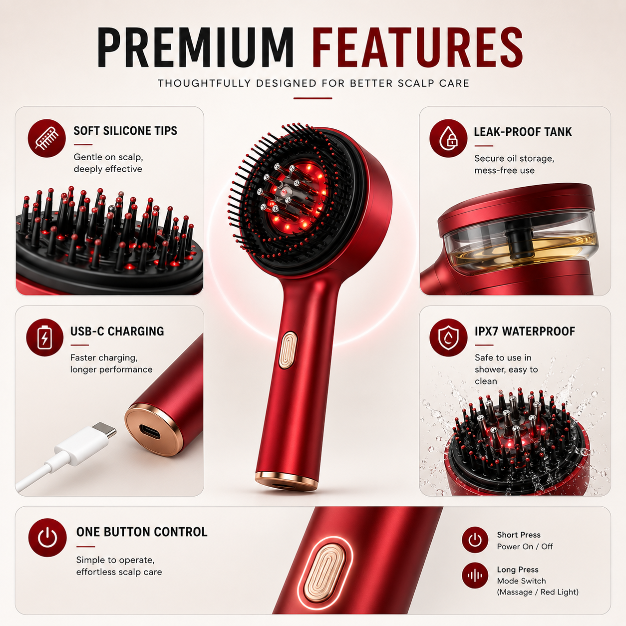 3 In 1  Electric Scalp Massager | IPX7 Waterproof | Headache Relief & Hair Growth